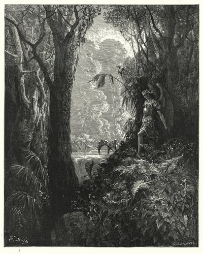 Illustration de Gustave Doré pour Le Paradis Perdu de Milton, Livre IV, vers 247 - Gustave Dore